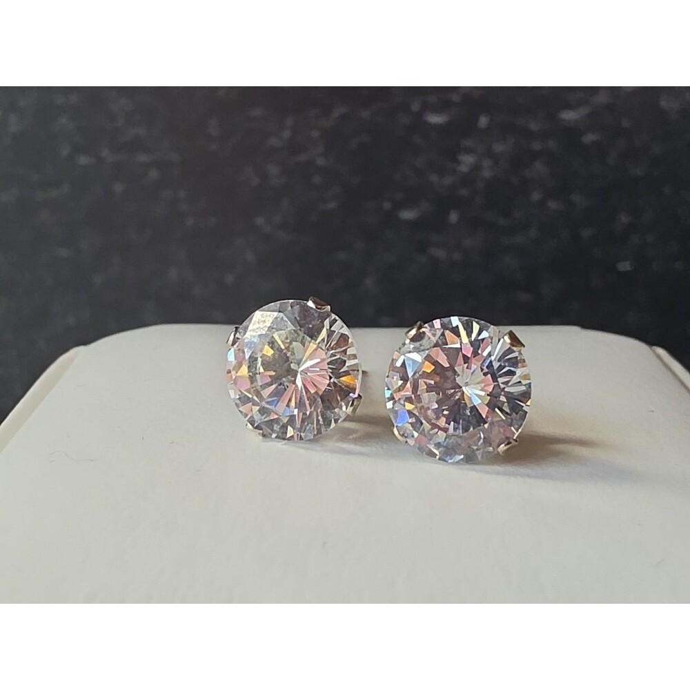 925 Sterling Silver CZ Stud Earrings Vintage READ Description